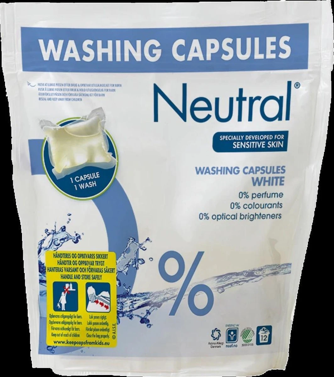 Neutral Wascapsules 12 Stuks Witte Was | Wasmiddel | 12 Capsules | 0% Parfum 3 Neutral Wascapsules 12 Stuks Witte Was | Wasmiddel | 12 Capsules | 0% Parfum