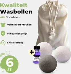Drogerballen Met Wasparfum - Droogballen - Set Van 6 XL Ballen - Wasdroger Ballen Wol - 100% Nieuw-Zeelands Schapenwol - Wasballen -Thuis Wassen 1143x1200