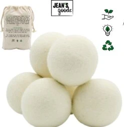 Jean's Goods Drogerballen - Droogballen - Wasdrogerballen - Wasdroger Ballen - Wasbol - Wasbollen - Wasballen - Energiebesparende Producten - Energiebesparend - Duurzaam Cadeau - RWS Wol - Zero Waste - Wasverzachter - Beige - 6 Stuks -Thuis Wassen 1167x1200