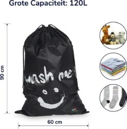 Wonair - Grote Waszak - Laundry Bag - Wash Me - 60x90cm - Zwart - Met Trekkoord -Thuis Wassen 1178x1200 1
