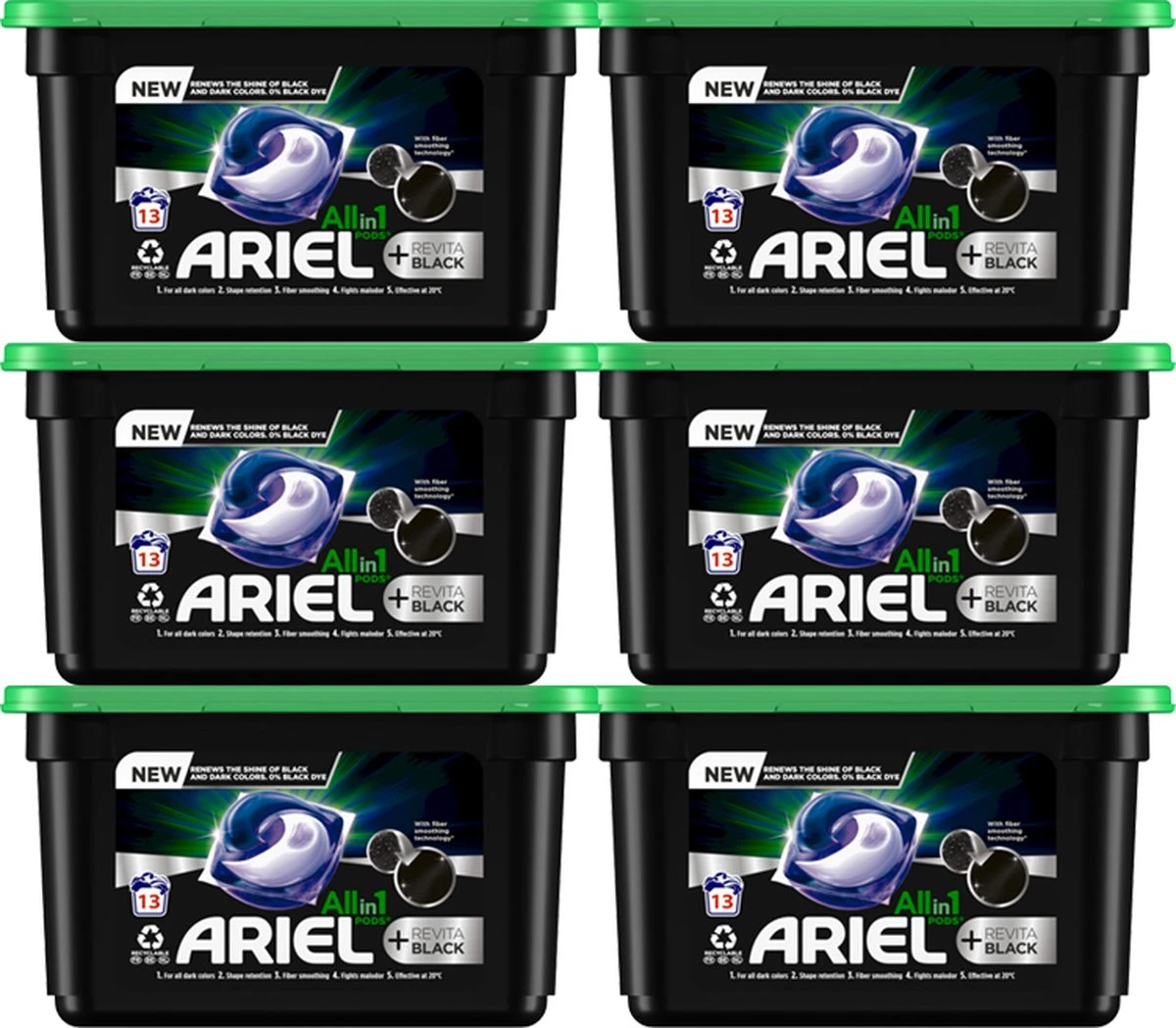 6x Ariel All-in-1 Pods+ Wasmiddelcapsules Revita Black 13 Stuks 6 6x Ariel All-in-1 Pods+ Wasmiddelcapsules Revita Black 13 Stuks - Afbeelding 4