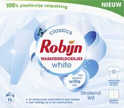 Robijn Classics Stralend Wit Wasmiddeldoekjes 16 Wasstrips -Thuis Wassen 1200x1054 2