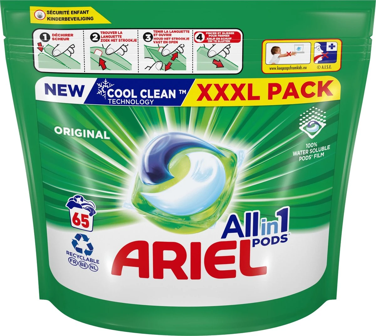 Ariel All In 1 Wasmiddel Pods Original Wit - 65 Wasbeurten 4 Ariel All In 1 Wasmiddel Pods Original Wit - 65 Wasbeurten - Afbeelding 2