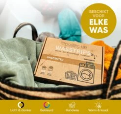 Wasmiddeldoekjes - Ongeparfumeerd Wasstrips 128 Wasbeurten – Wasmiddel Wasdoekjes - Natuurlijke Wasverzachter – Vegan – Zero Waste -Thuis Wassen 1200x1131