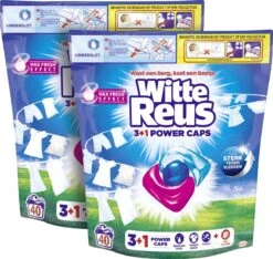 Witte Reus Power Caps Wascapsules - Wasmiddel Capsules - Voordeelverpakking - 2x40 Wasbeurten -Thuis Wassen 1200x1138