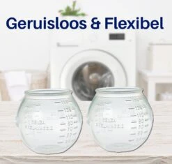 Waspakket - 6 Drogerballen - 2 Wasbollen - Maatschepje - Wasdoekje - Doseerbol - Wasbol - Doseerbollen -Thuis Wassen 1200x1143 1