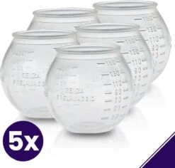 BluGo Doseerbol 5 Stuks - Wasbollen - Doseerdop - Drogerballen - Wasballen - Herbruikbaar - Maataanduiding - 150ml