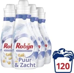 Robijn Puur & Zacht Wasverzachter - 4 X 30 Wasbeurten - Voordeelverpakking -Thuis Wassen 1200x1171 2