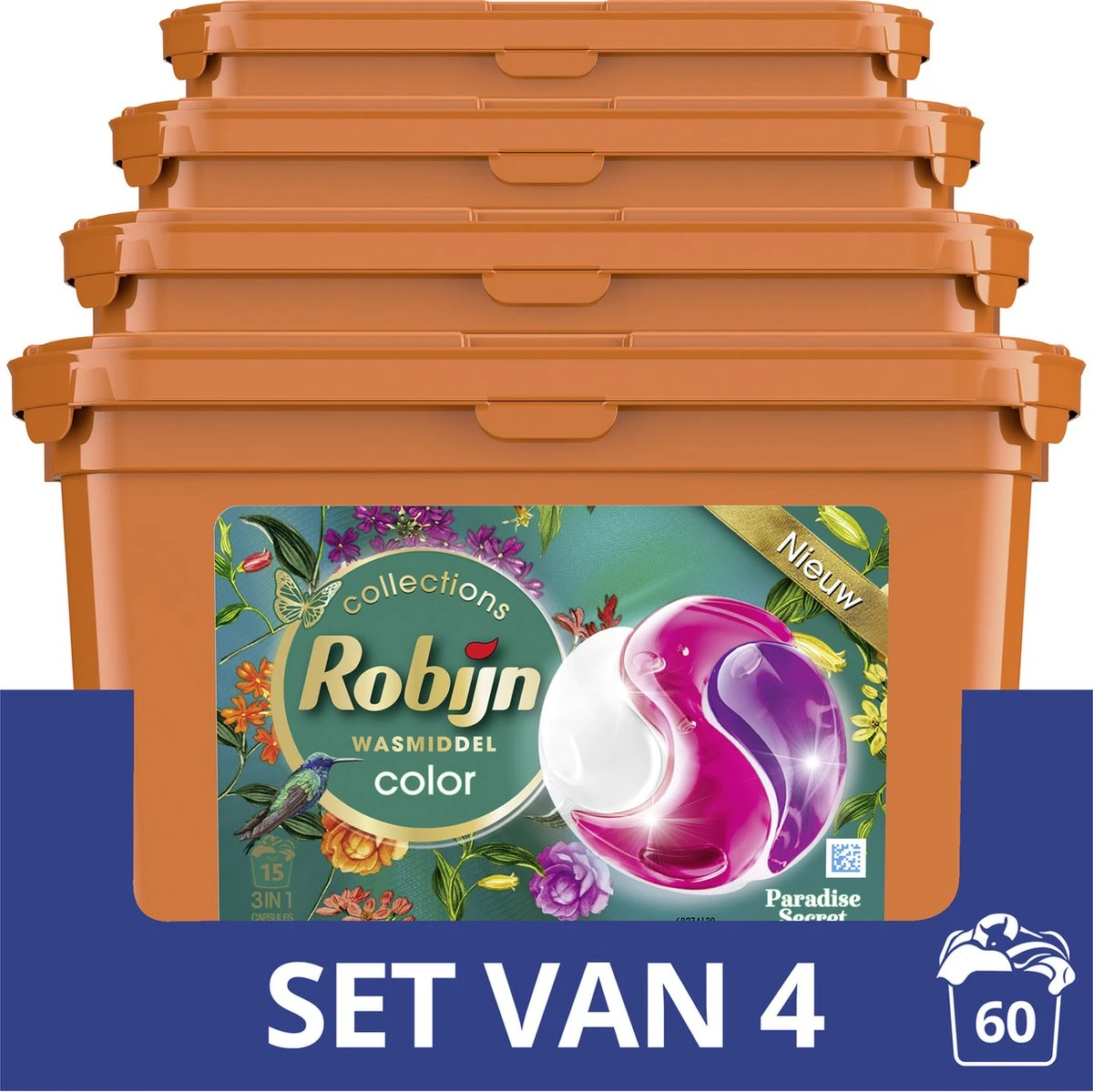 Robijn Paradise Secret 3 In 1 Wascapsules - 4 X 15 Wasbeurten - Voordeelverpakking 3 Robijn Paradise Secret 3 In 1 Wascapsules - 4 X 15 Wasbeurten - Voordeelverpakking