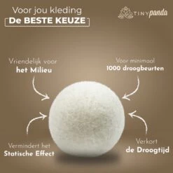 Merkloos Droger Ballen XL 8 Stuks – Zero Waste Dryer Balls - Duurzaam – Wasverzachter – Herbruikbare Drogerballen – Droogt De Was Sneller – Tiny Panda -Thuis Wassen 1200x1199 63