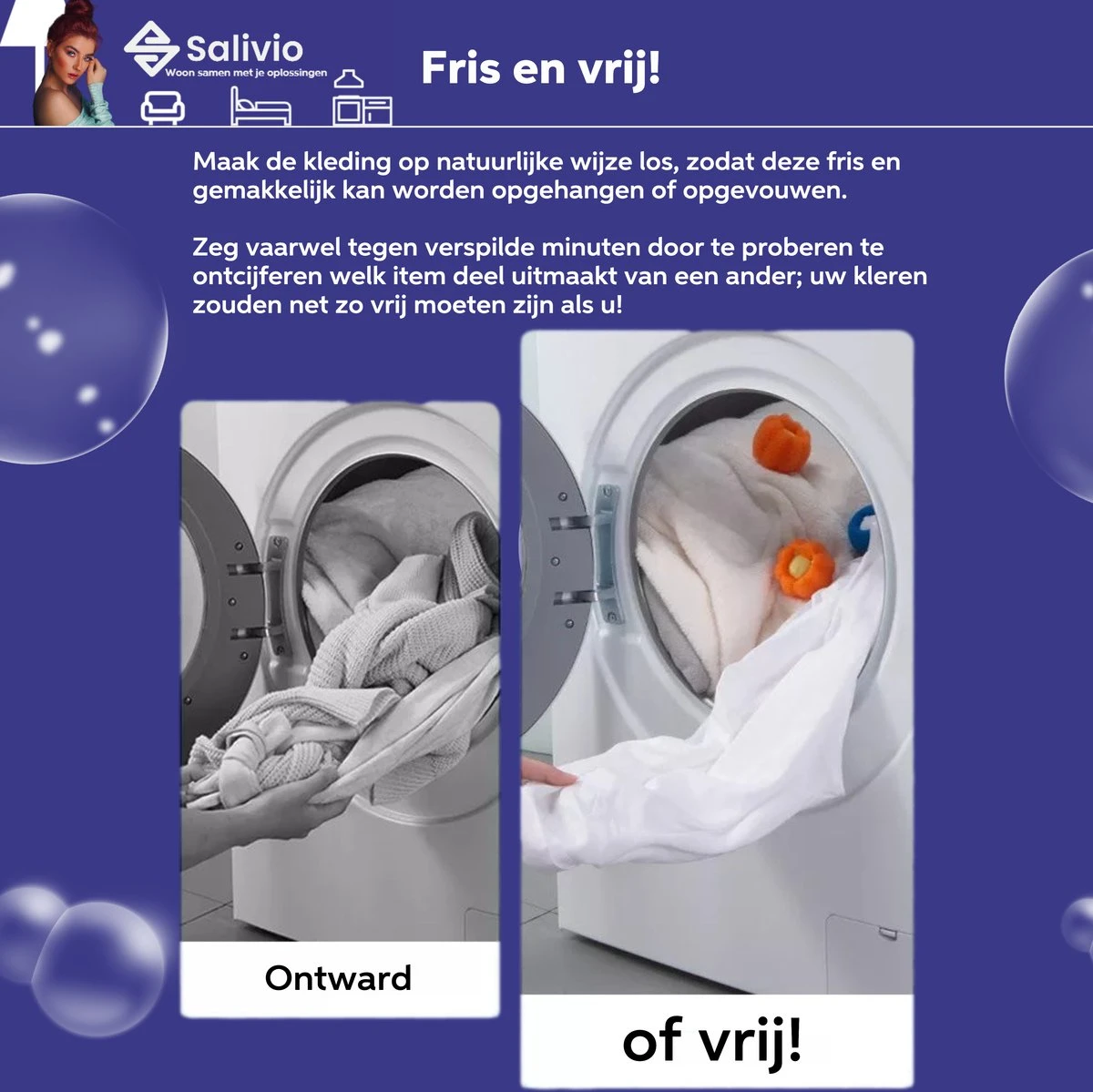 Salivio Laundryballs - 8x Wasbol Set - Huisdieren Haar Verwijderen - Wasbollen - Drogerballen - Energiebesparend - Wasverzachter - Milieuvriendelijk Wassen 5 Salivio Laundryballs - 8x Wasbol Set - Huisdieren Haar Verwijderen - Wasbollen - Drogerballen - Energiebesparend - Wasverzachter - Milieuvriendelijk Wassen - Afbeelding 3