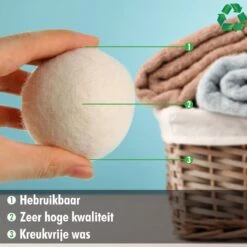 Merkloos Drogerballen Wol XL 6 Stuks - Duurzaam - Wasverzachter - Drogerbollen - Wasdrogerballen - Wasbollen -Thuis Wassen 1200x1200 1449