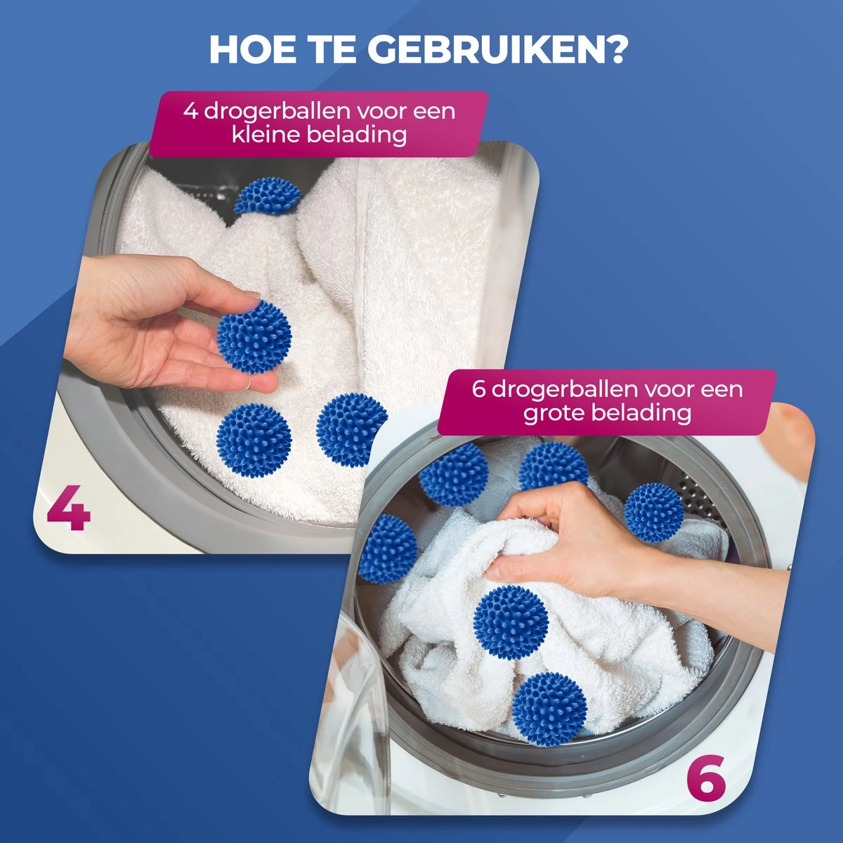 Roegaarden Drogerballen - Wasbollen - 6 Stuks - Siliconen - Sneller Droog - Anti-kreuk 9 Roegaarden Drogerballen - Wasbollen - 6 Stuks - Siliconen - Sneller Droog - Anti-kreuk - Afbeelding 7