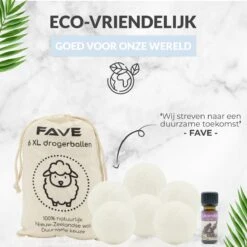FAVE Drogerballen XL - 6 Stuks - Inclusief 2x Lavendelolie & Opbergzakje - Wasbol - Wasballen - Doseerbol - Droogballen - Duurzaam 17 FAVE Drogerballen XL - 6 Stuks - Inclusief 2x Lavendelolie & Opbergzakje - Wasbol - Wasballen - Doseerbol - Droogballen - Duurzaam -Thuis Wassen 1200x1200 1576