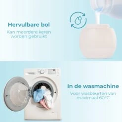 FAVE Doseerbol - Wasbollen - Drogerbollen - Transparant - Doseerdop - 230ml - 2 Stuks - Inclusief E-book -Thuis Wassen 1200x1200 1609