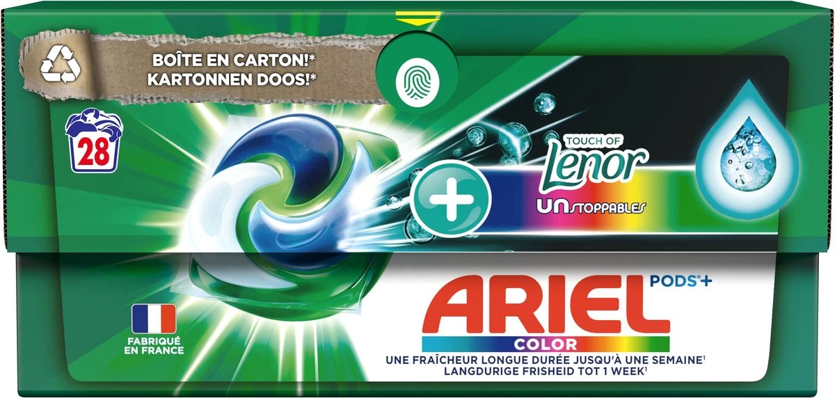 Ariel Wasmiddel Pods +Touch Van Lenor Unstoppables - Kleur - 4 X 28 Wasbeurten Voordeelverpakking 4 Ariel Wasmiddel Pods +Touch Van Lenor Unstoppables - Kleur - 4 X 28 Wasbeurten Voordeelverpakking - Afbeelding 2