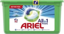 Ariel All In 1 Wasmiddel Pods Alpine - 3x43 Wasbeurten - Voordeelverpakking -Thuis Wassen 1200x644 2