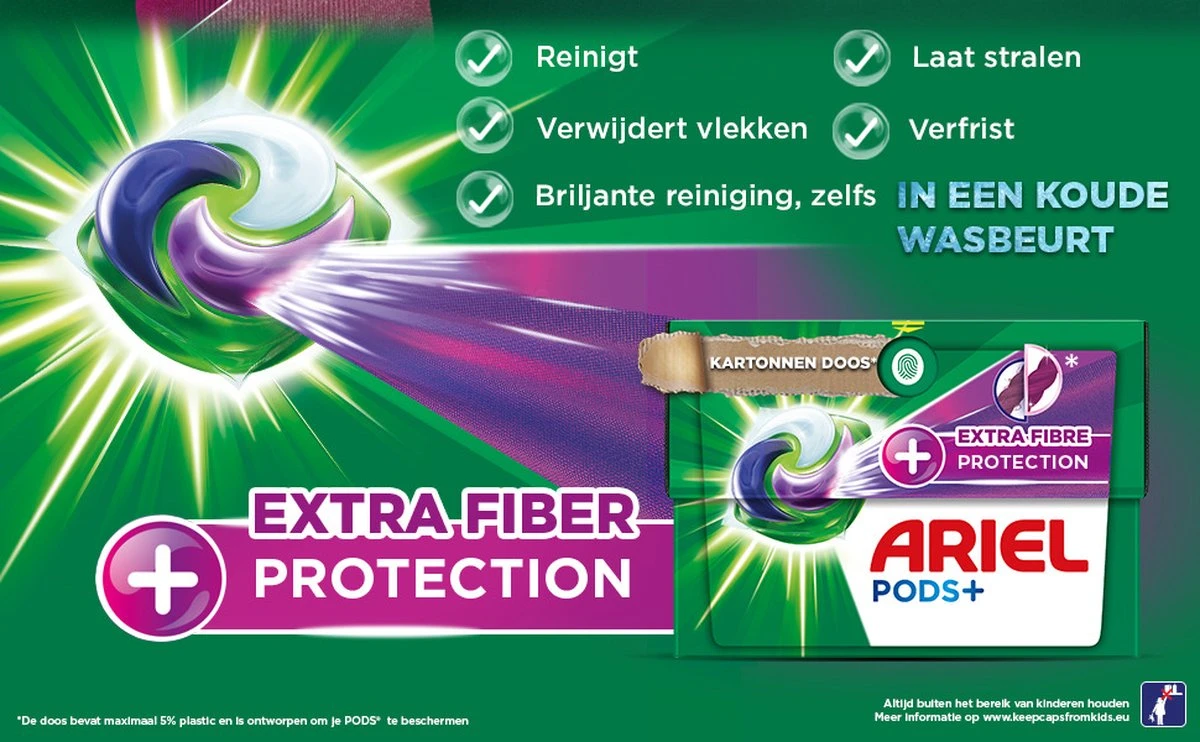 Ariel Wasmiddel Pods + Extra Vezelbescherming - Kleur - 4 X 28 Wasbeurten - Voordeelverpakking 12 Ariel Wasmiddel Pods + Extra Vezelbescherming - Kleur - 4 X 28 Wasbeurten - Voordeelverpakking - Afbeelding 10