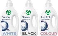 Neutral Neutral Wasmiddel Pakket Parfumvrij En Hypoallergeen Wit + Zwart + Kleur Zorgt Voor De Gevoelige Huid én Voor Het Milieu (1+1+1) X 20 Wasbeurten -Thuis Wassen 1200x753 1