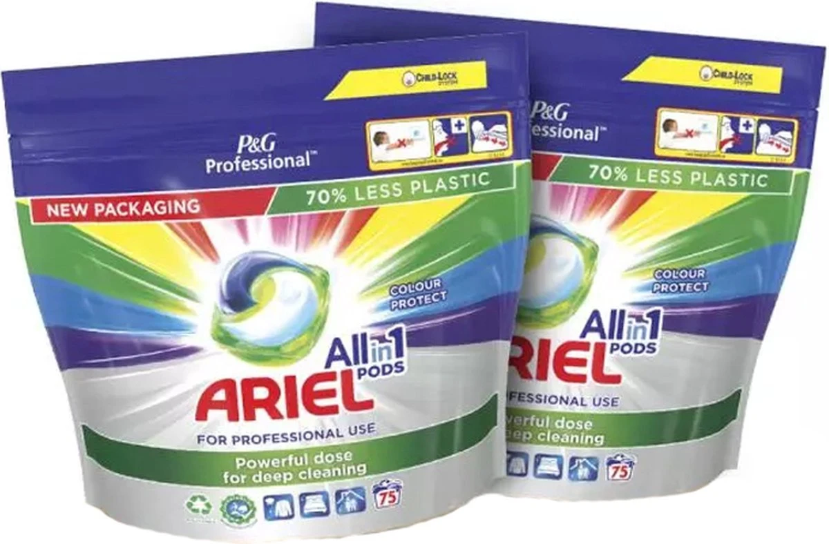Ariel Prof Allin1 Pods Color - 150 Wasbeurten - Voordeelverpakking 3 Ariel Prof Allin1 Pods Color - 150 Wasbeurten - Voordeelverpakking