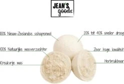 Jean's Goods Drogerballen - Droogballen - Wasdrogerballen - Wasdroger Ballen - Wasbol - Wasbollen - Wasballen - Energiebesparende Producten - Energiebesparend - Duurzaam Cadeau - RWS Wol - Zero Waste - Wasverzachter - Beige - 6 Stuks -Thuis Wassen 1200x818