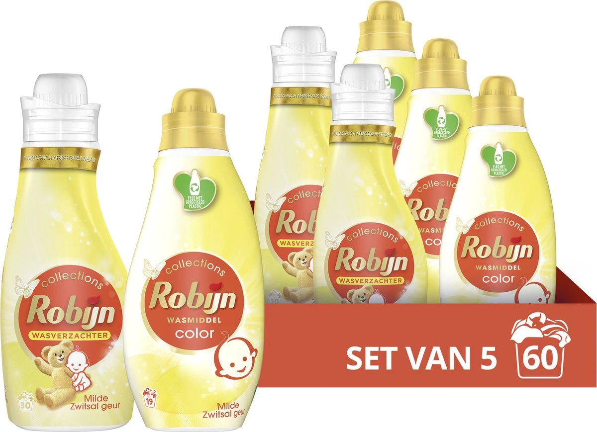 Robijn Perfect Match Zwitsal Wasmiddel En Wasverzachter Pakket - 5 Stuks - Voordeelverpakking 3 Robijn Perfect Match Zwitsal Wasmiddel En Wasverzachter Pakket - 5 Stuks - Voordeelverpakking