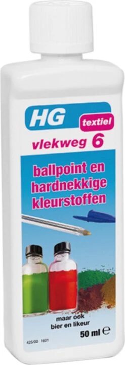 HG Vlekweg 6 - 50ml- Voor O.a. Vlekken Van Ballpoint & Hardnekkige Kleurstoffen -Thuis Wassen 411x1200