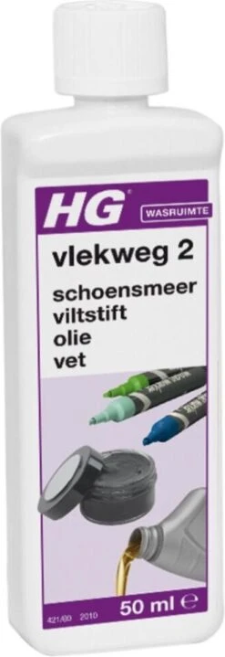 HG Vlekweg 2 - 50ml - Voor O.a. Vlekken Van Viltstift, Vet, Olie & Schoensmeer