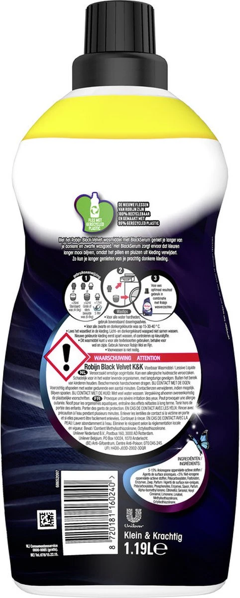 4x Robijn Klein & Krachtig Wasmiddel Black Velvet 1,19 Liter 5 4x Robijn Klein & Krachtig Wasmiddel Black Velvet 1,19 Liter - Afbeelding 3
