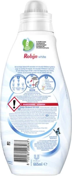 Robijn Klein & Krachtig Stralend Wit Vloeibaar Wasmiddel - 8 X 19 Wasbeurten - Voordeelverpakking -Thuis Wassen 495x1200 1