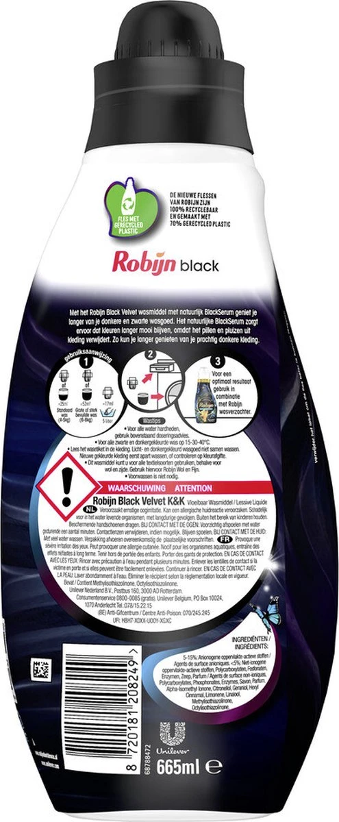 Robijn Klein & Krachtig Black Velvet Vloeibaar Wasmiddel - 8 X 19 Wasbeurten - Voordeelverpakking 6 Robijn Klein & Krachtig Black Velvet Vloeibaar Wasmiddel - 8 X 19 Wasbeurten - Voordeelverpakking - Afbeelding 4