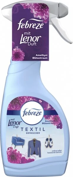 Febreze Textielverfrisser Spray | Met De Geur Van Lenor | Amethist & Bloemen Boeket | 500ml | Verwijderd Nare Geuren