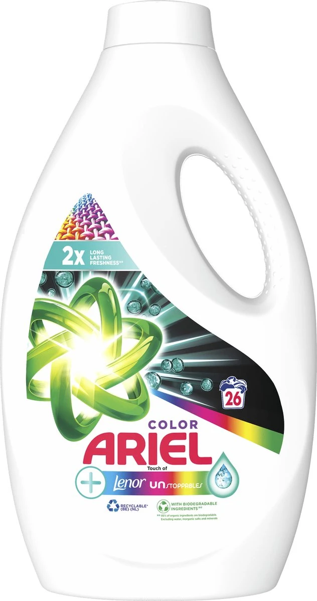 Ariel Vloeibaar Wasmiddel +Touch Van Lenor Unstoppables - Kleur - Voordeelverpakking 4 X 26 Wasbeurten 6 Ariel Vloeibaar Wasmiddel +Touch Van Lenor Unstoppables - Kleur - Voordeelverpakking 4 X 26 Wasbeurten - Afbeelding 4