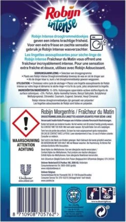 Robijn Intense Morgenfris Droogtrommeldoekjes - 9 X 20 Stuks - Voordeelverpakking -Thuis Wassen 683x1200